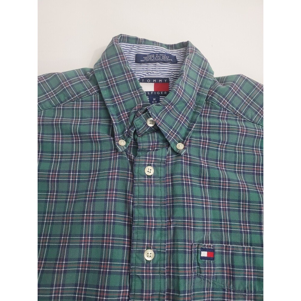 Tommy Hilfiger Men's Short Sleeve Button Up Casual Plaid Shirt,‎ M